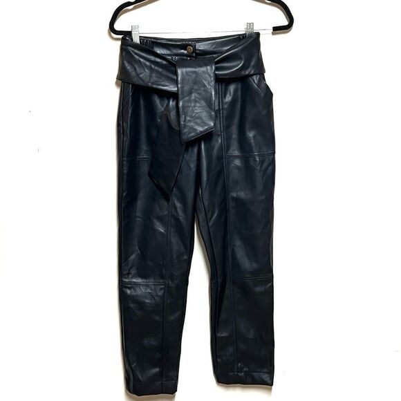 NWT Anthropologie Young Fabulous & Broke Vegan Leather Tie Waist Pants Sz XS - Picture 3 of 10